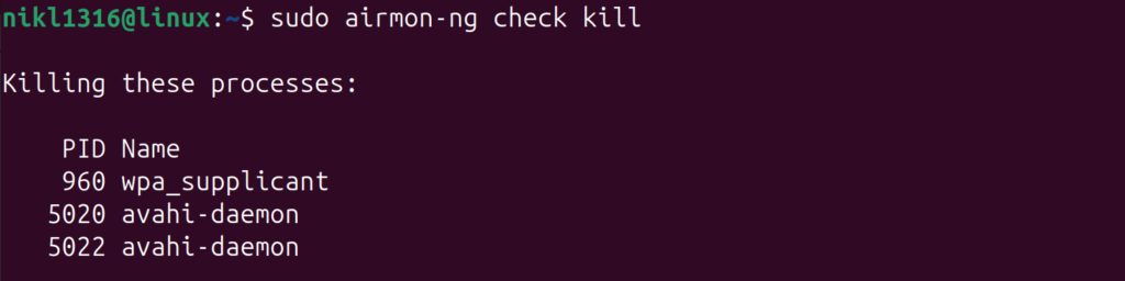 airmon-ng check kill