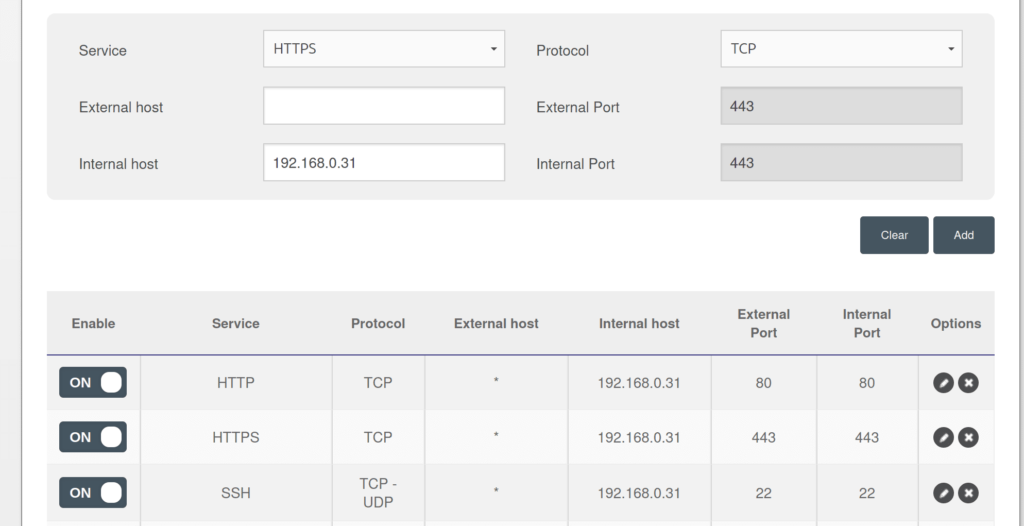 port forwarding rules