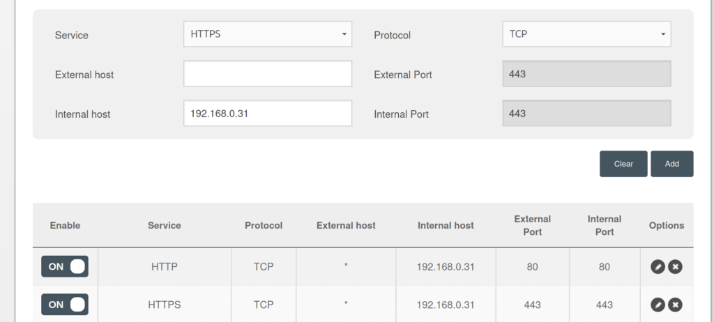 port forwarding rules