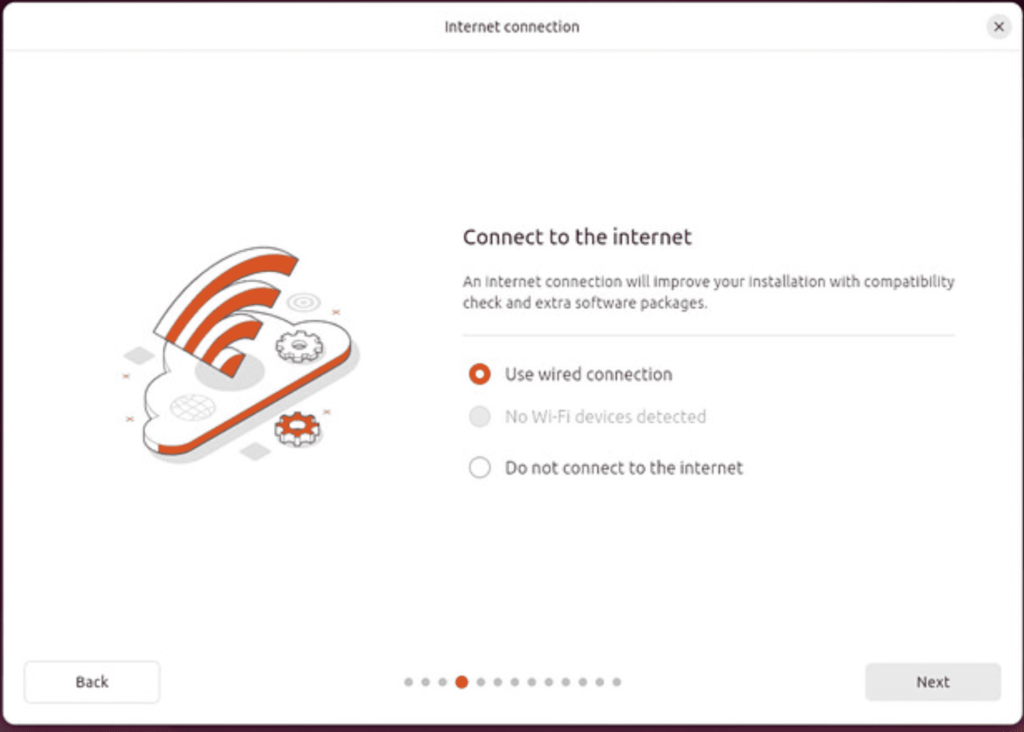 Connect to the internet ubuntu linux installation