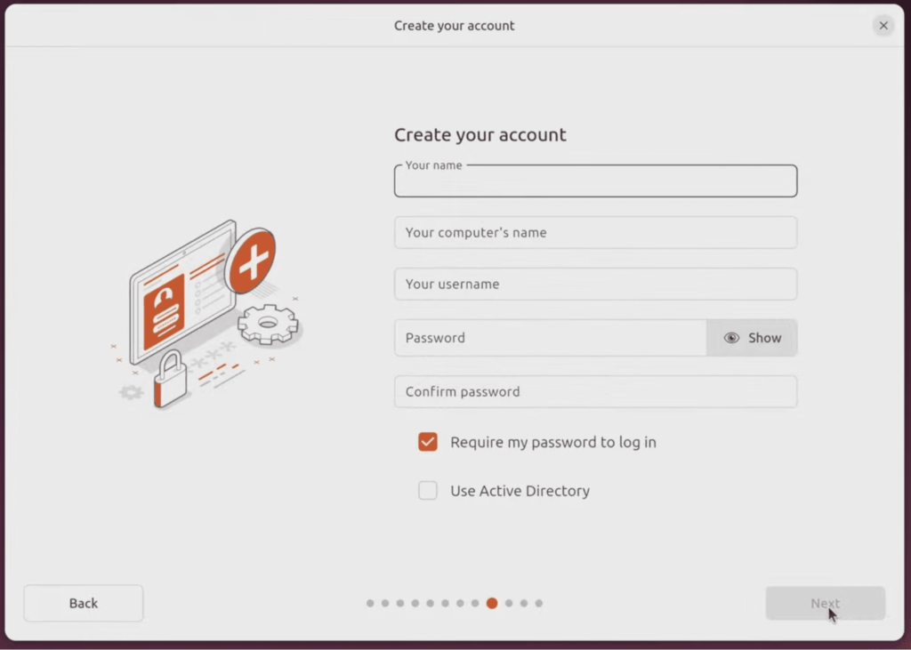 set up user account ubuntu