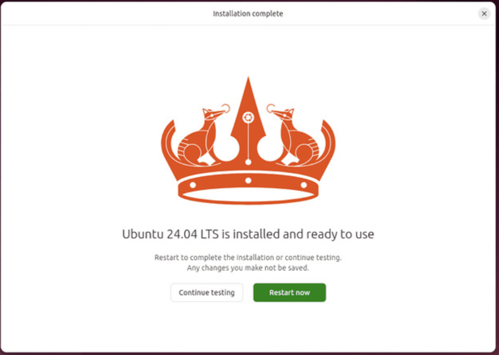 finished installation ubuntu