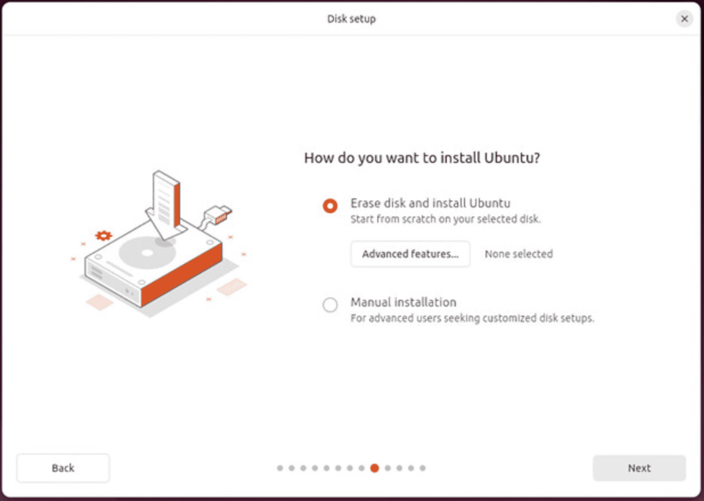 erase disk ubuntu