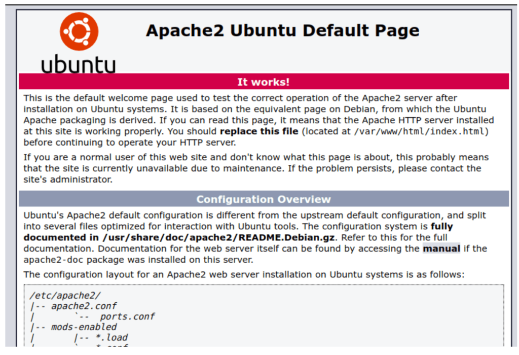 Apache webserver default website