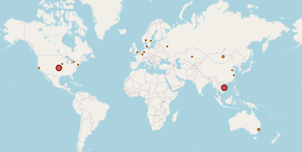 map of botnet attacks